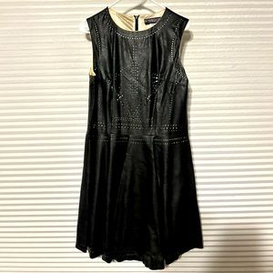EUC Faux Leather Fit and Flare Eyelet Detail Dress large